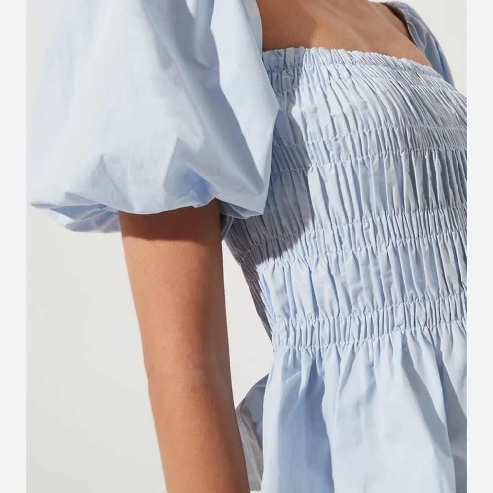 Astr Blue Puff Sleeve Blouse